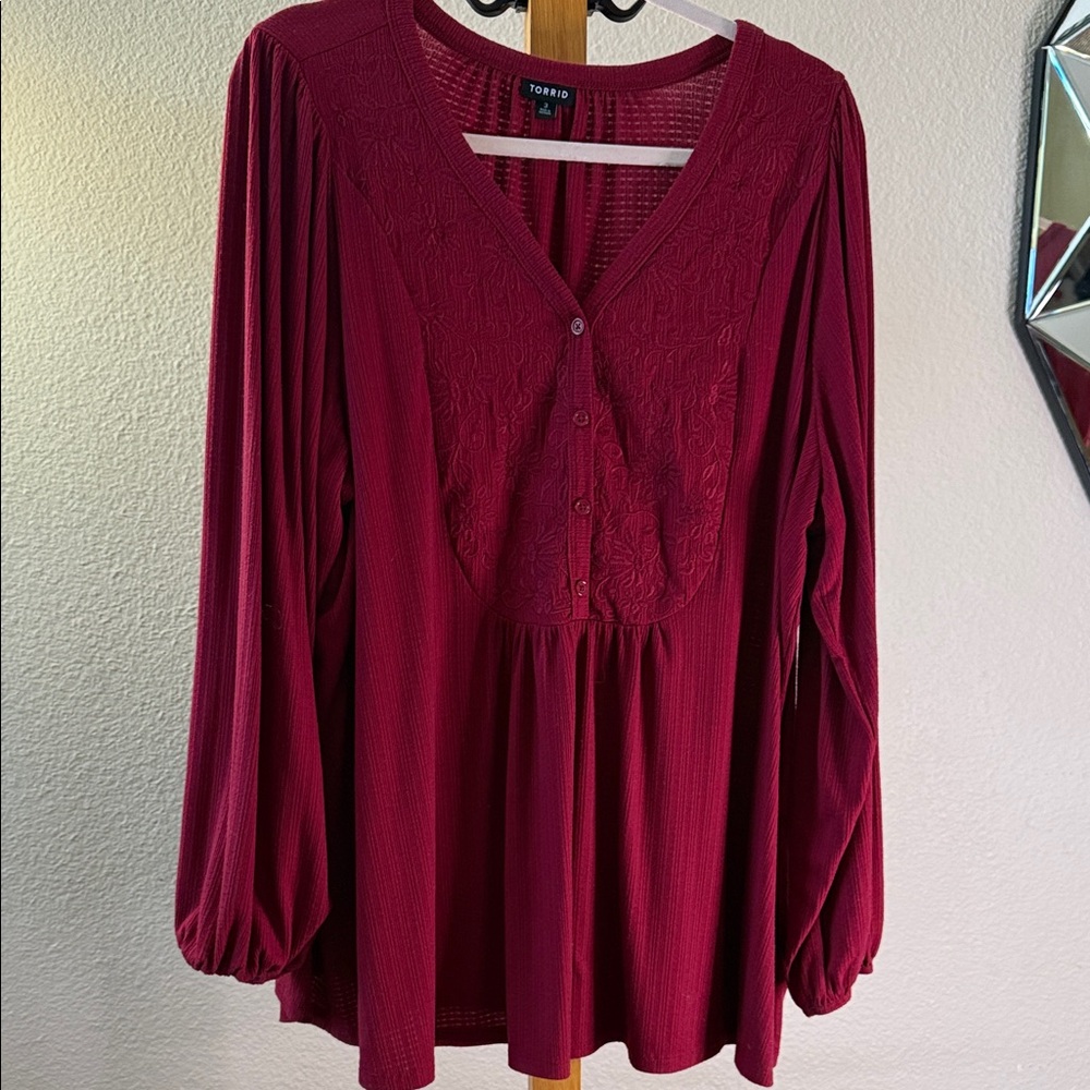 Torrid Burgundy Button-Front Blouse